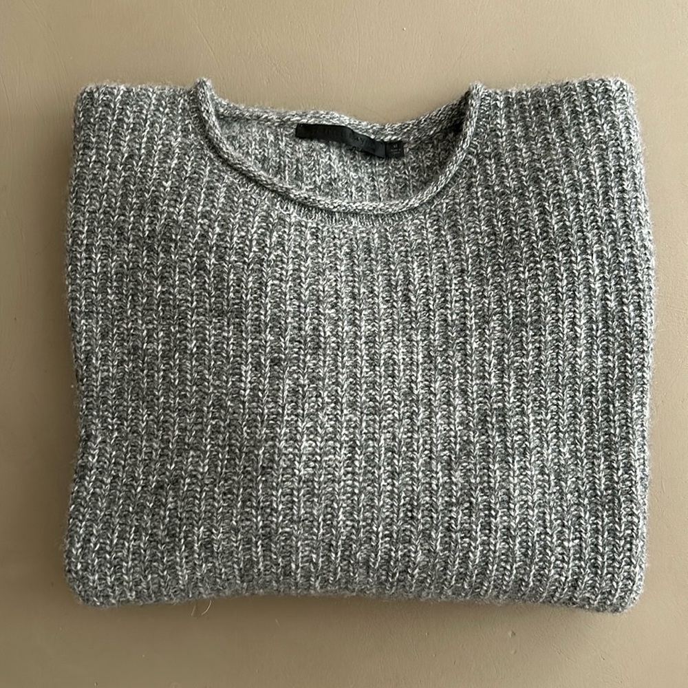 Jenni Kayne Ranch Fisherman Sweater M grey cashmere $545 like new cozy pullover